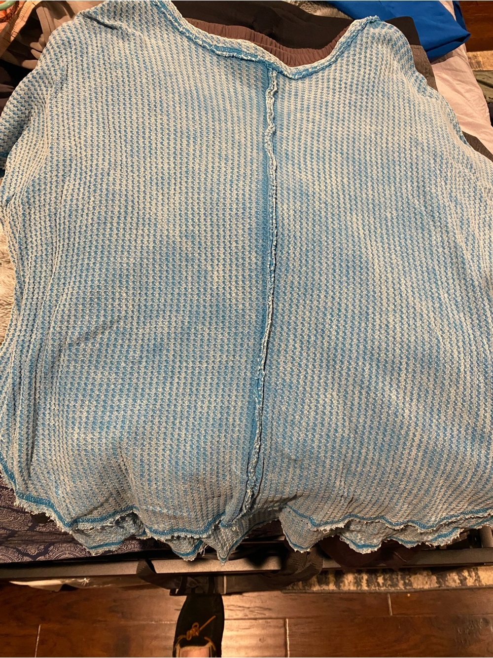 Zenana Outfitters Sky Blue Waffle Knit Top